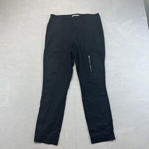 Level 99 Linen Blend Pants Women 28 Black Cargo Utility Casual